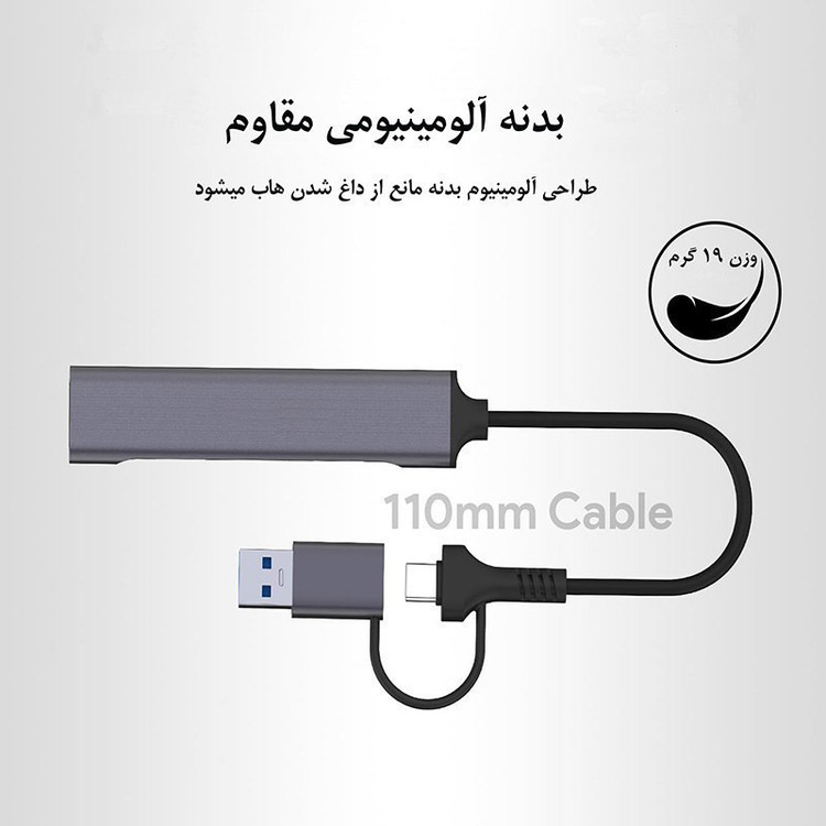 هاب 4 پورت USB/USB-C مدل SGS
