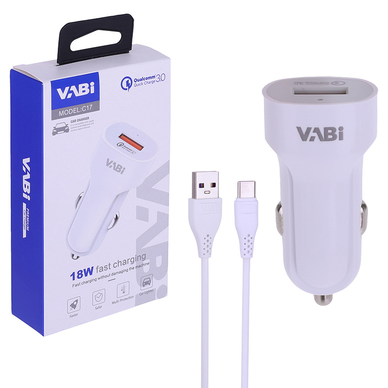 شارژر فندکی 18 وات فست شارژ وابی مدل C17