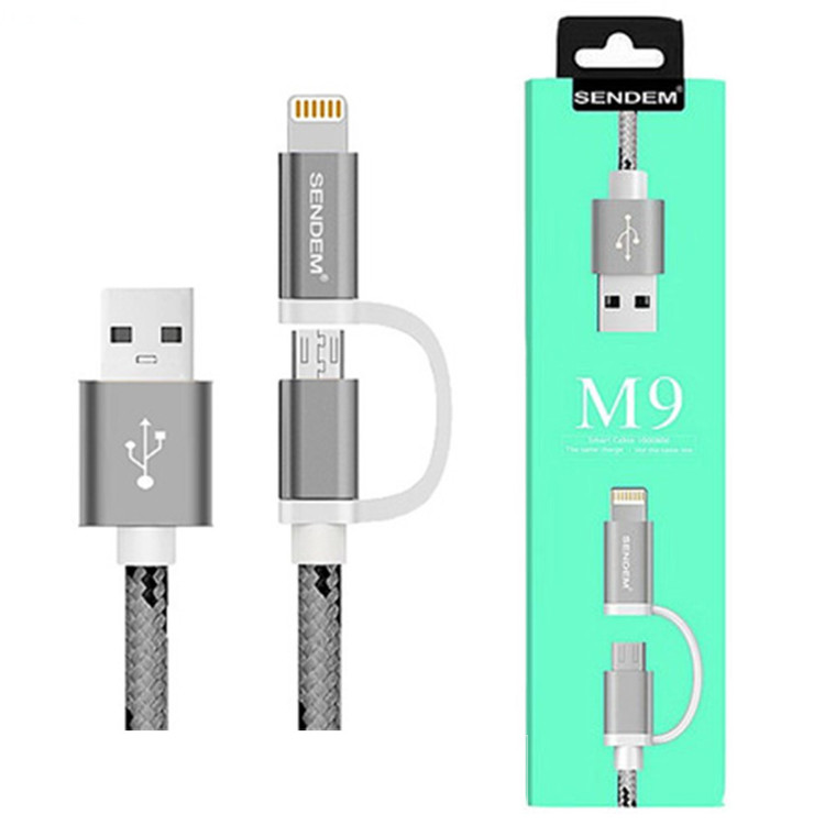 کابل شارژ لایتنینگ و میکرو Usb سندای ام مدل M9