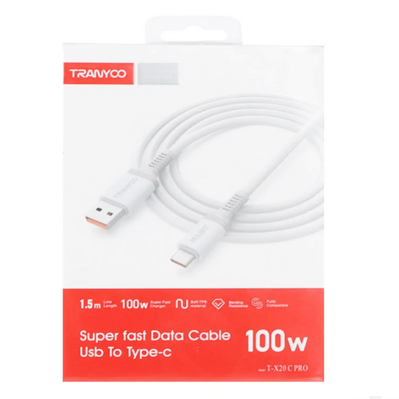 کابل شارژ تایپ سی 100 وات ترانیو مدل T-X20C Pro
