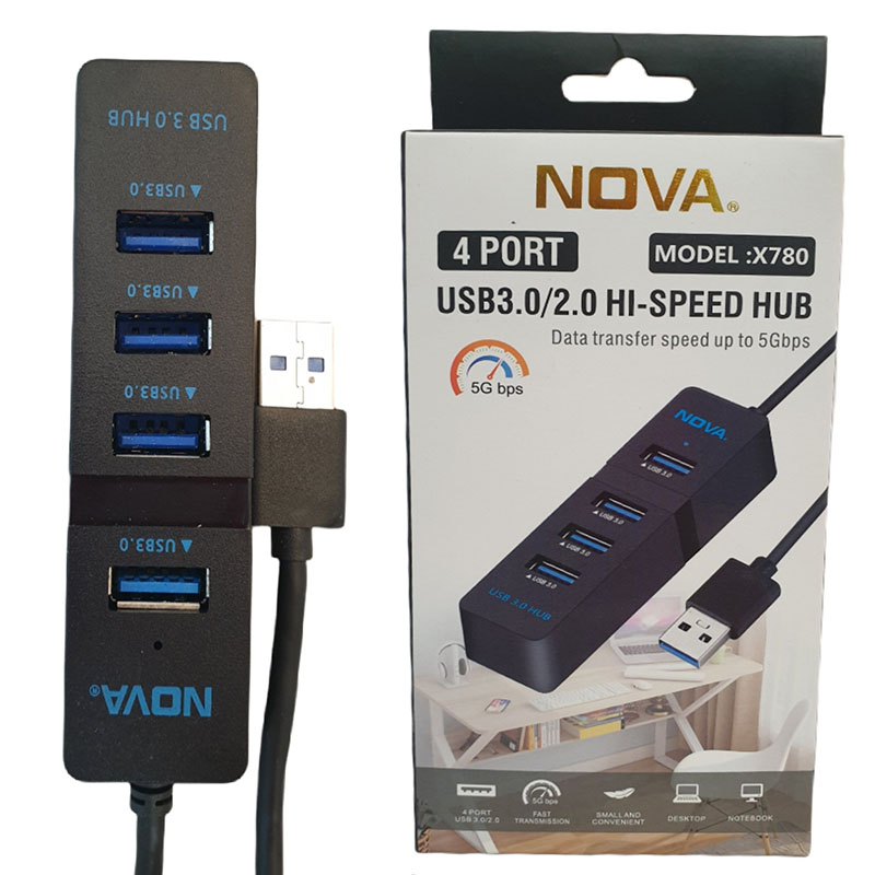 هاب 4 پورت USB 3.0 نووا مدل X780
