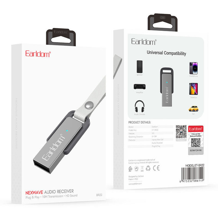 دانگل بلوتوث USB ارلدام مدل BR22 | گیرنده بلوتوث خودرو Earldom