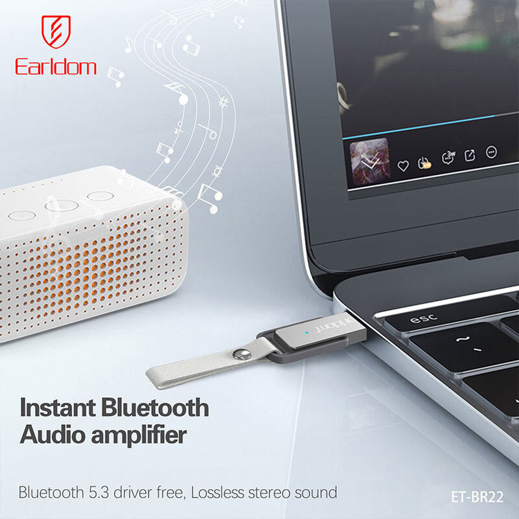 دانگل بلوتوث USB ارلدام مدل BR22 | گیرنده بلوتوث خودرو Earldom