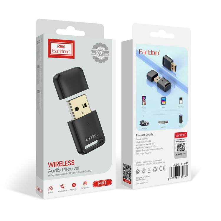 دانگل بلوتوث USB ارلدام مدل ET-M91 | گیرنده بلوتوث خودرو Earldom