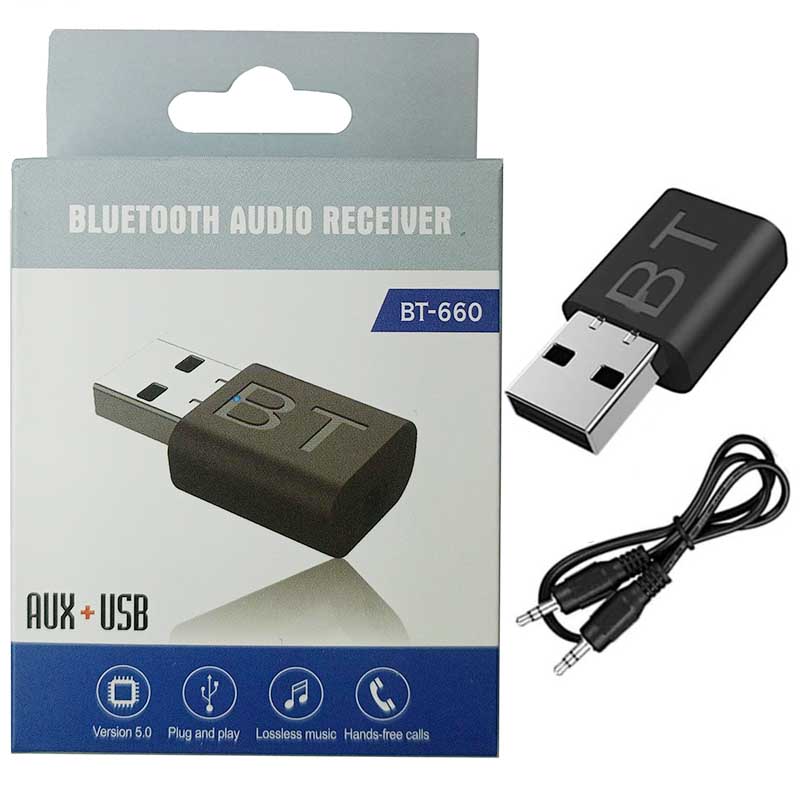 دانگل بلوتوث مدل BT660 | گیرنده بلوتوث AUX خودرو و اسپیکر