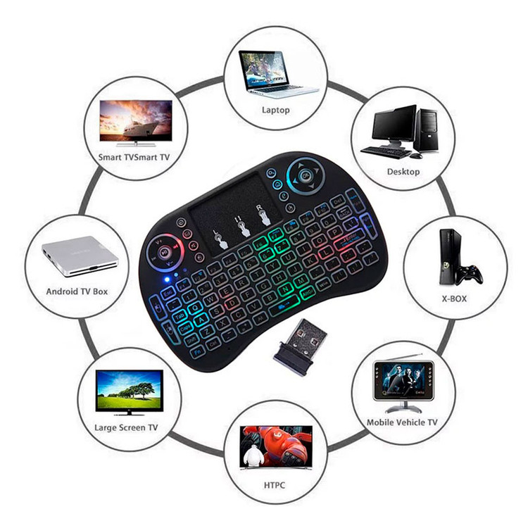 مینی کیبورد بی سیم اکسون مدل Backlit با تاچ پد و نور پس زمینه RGB