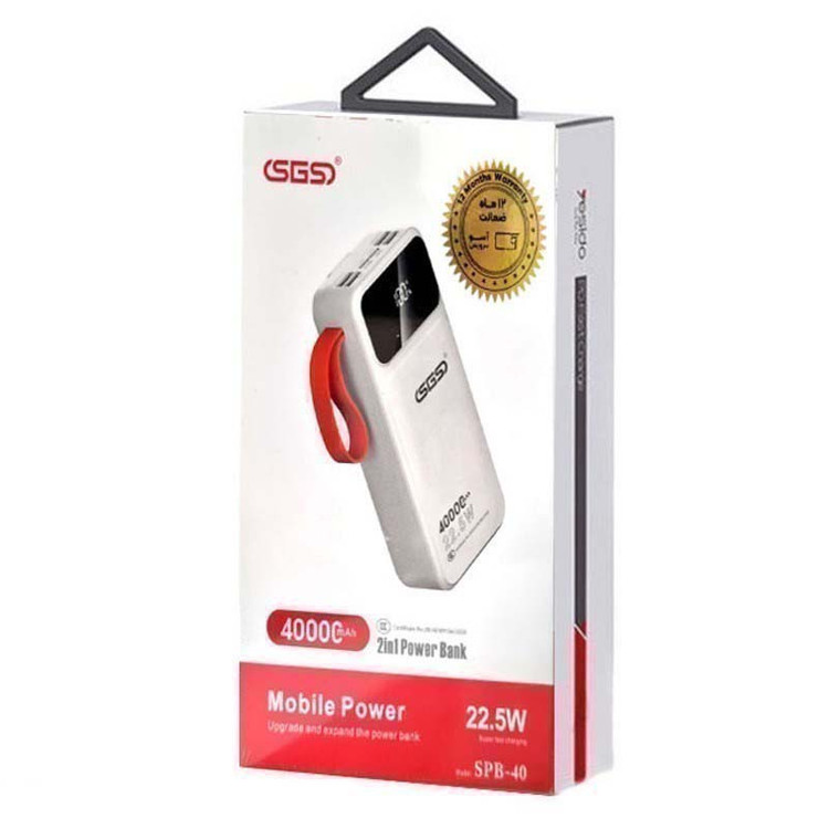 پاور بانک 40000 میلیآمپرساعت 22.5 وات فست شارژ SGS مدل SPB-40