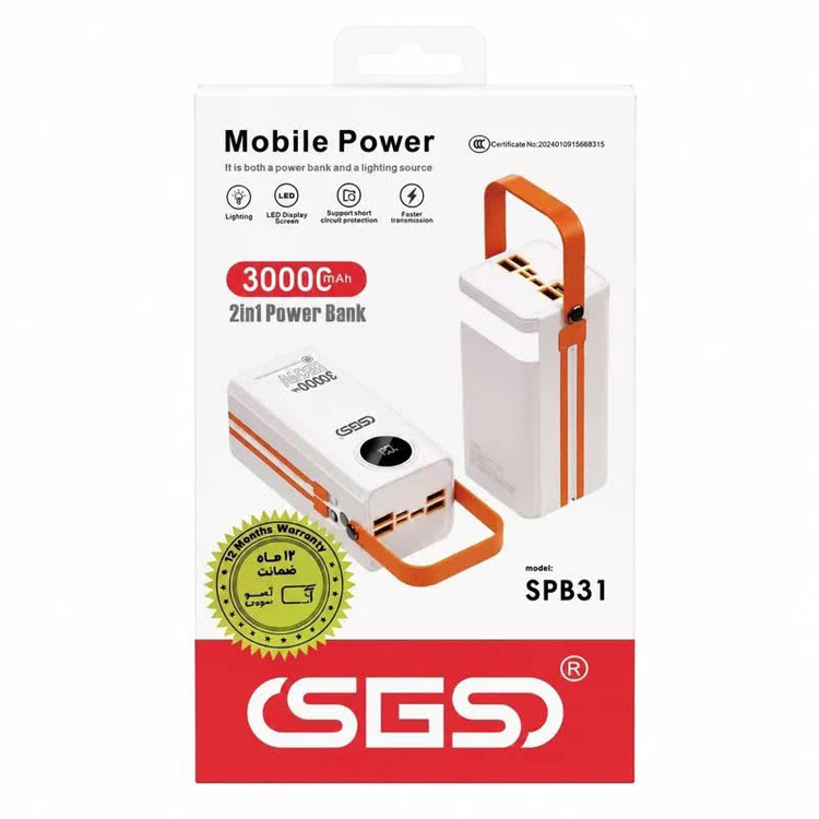 پاور بانک 30000 میلیآمپرساعت 22.5 وات فست شارژ SGS مدل SPB-31