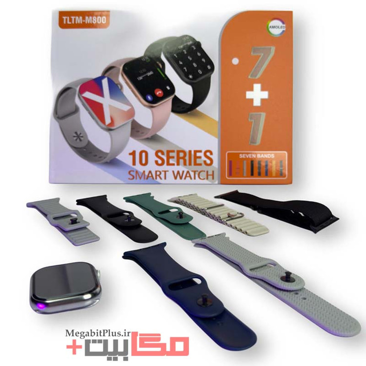 ساعت هوشمند TLTM-M800 سری 10 مدل 49 میلیمتری با 7 بند متنوع سیلیکونی