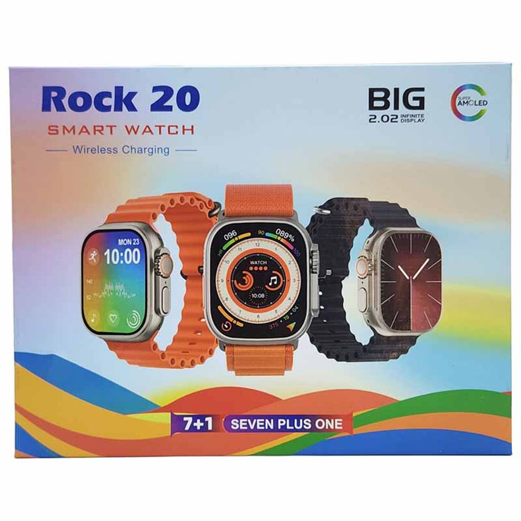 ساعت هوشمند Rock 20 مدل 49 میلیمتری با نمایشگر Super AMOLED و 7 بند سیلیکونی