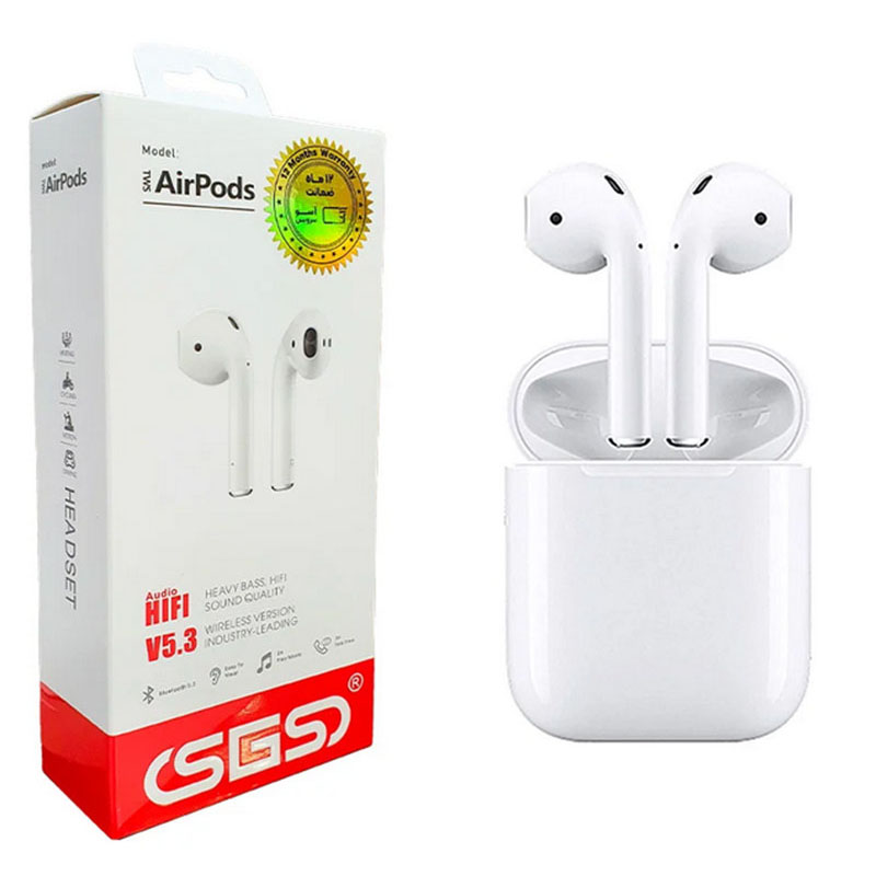 هندزفری بلوتوثی اس جی اس مدل AirPods | کیفیت صدای HD، اتصال پایدار و شارژدهی مناسب
