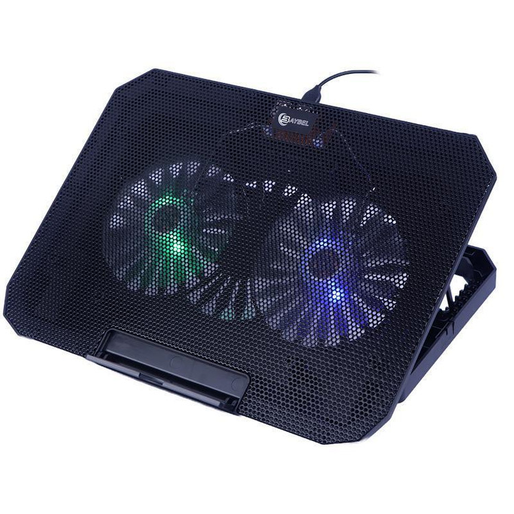 پایه خنک کننده لپ تاپ بایبل مدل F-64 دو فن RGB با استند موبایل