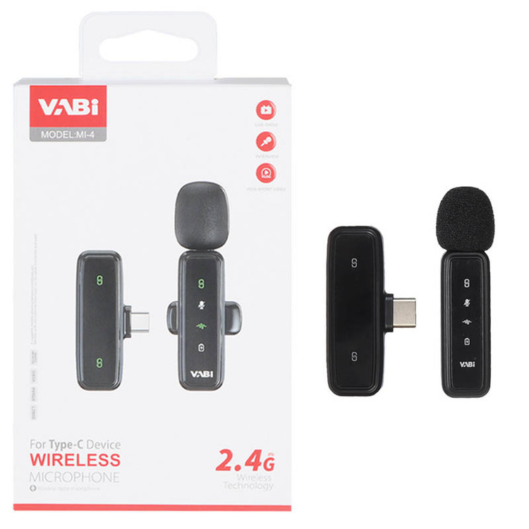میکروفون بیسیم تایپ سی وابی مدل MI-4 | میکروفون یقهای Vabi