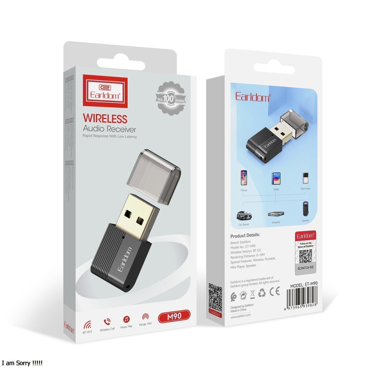 دانگل بلوتوث USB ارلدام مدل ET-M90 | گیرنده بلوتوث خودرو Earldom