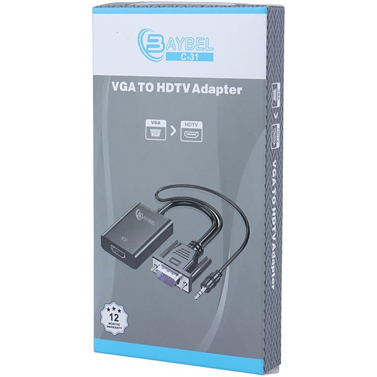 تبدیل VGA به HDMI بایبل مدل C-31 | مبدل VGA به HDMI با پشتیبانی Full HS 1080