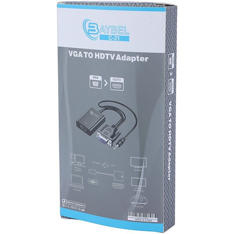 تبدیل VGA به HDMI بایبل مدل C-31 | مبدل VGA به HDMI با پشتیبانی Full HS 1080